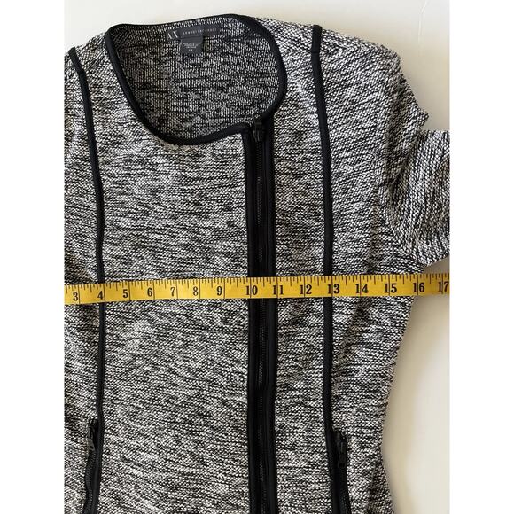 Armani Exchange Jacket Blazer Women S/P Black White Knit Fitted Zip Up Moto - Picture 4 of 8